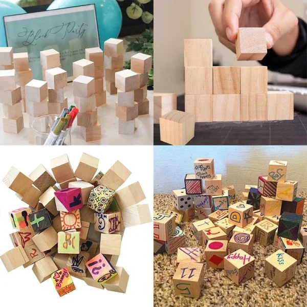 Unfinished Wood Blocks for Crafts, 1-5cm Natural Solid Blank Wooden Cubes Block Bulk for Craft DIY Project Painting Baby Shower - AliExpress 15 - Image 14