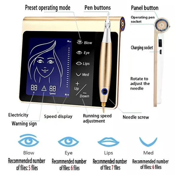Dermografo Permanent Makeup Machine Kit Charme Princess Machine for PMU Tattoo Eyebrow Lip with 10pcs Cartridges Needle - AliExpress 66 - Image 3