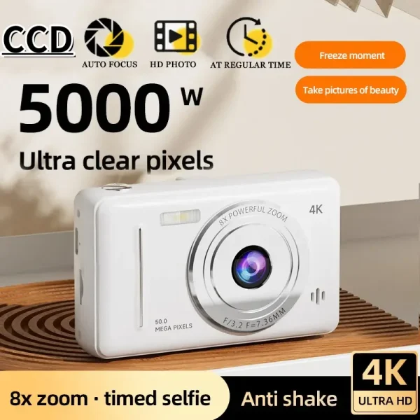 4K Digital Camera 5000W Pixel Retro CCD Portable Card Camera Entry-level Camera Dual Camera Flash 50 Million Pixels Auto Focus - AliExpress 44 - Image 2