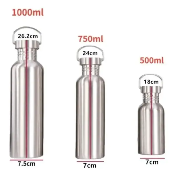 500/750/1000ml Stainless Steel Water Bottle Single Wall Large Capacity Big Mouth Vacuum Flasks with Lid Cycling Drinkware Sports - AliExpress 15 - Image 2