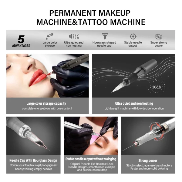 PMU Tattoo Machine Professional Permanent Makeup Machine Tattoo Gun Kit Tattoo Supplies for Eyebrows Eyeliners Lip Tattoo Pen - AliExpress 66 - Image 2