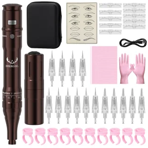 Deergirl Permanent Makeup Machine Kit Adjustable 0-2.5MM Needle Length Microblading Eyebrow Pen With Cup 15PCS Eyebrow Needles - AliExpress 66