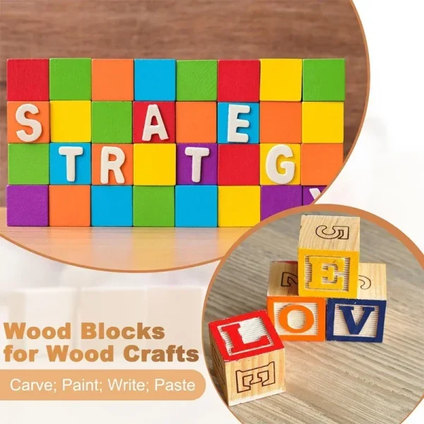 Unfinished Wood Blocks for Crafts, 1-5cm Natural Solid Blank Wooden Cubes Block Bulk for Craft DIY Project Painting Baby Shower - AliExpress 15 - Image 2