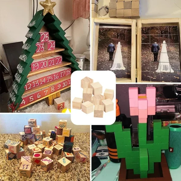 Unfinished Wood Blocks for Crafts, 1-5cm Natural Solid Blank Wooden Cubes Block Bulk for Craft DIY Project Painting Baby Shower - AliExpress 15 - Image 15